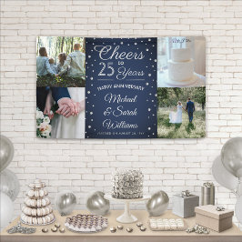 ANY Jubileum Cheers 4 Foto Navy Blauw en Wit Spandoek