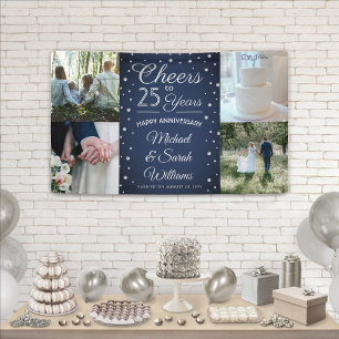 ANY Jubileum Cheers 4 Foto Navy Blauw en Wit Spandoek