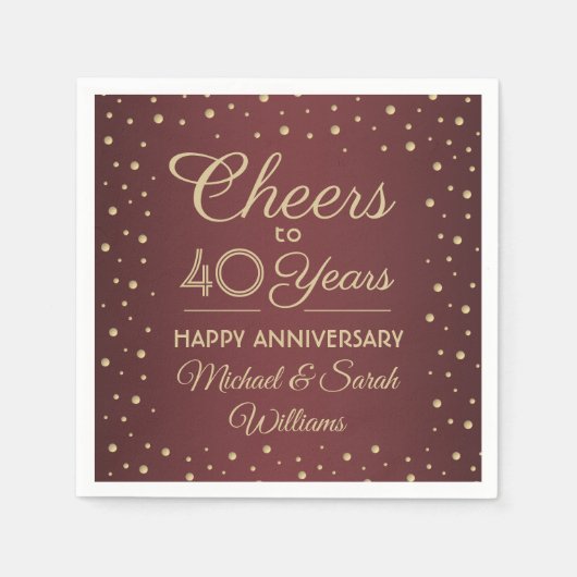 ANY Jubileum Cheers Bourgondië en Gouden Confetti Servet (Voorkant)