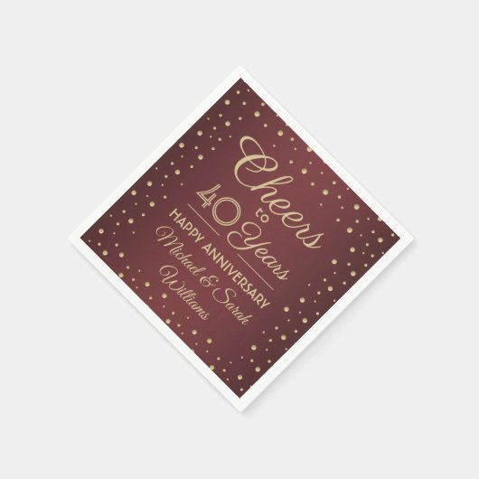 ANY Jubileum Cheers Bourgondië en Gouden Confetti Servet (Hoek)