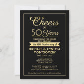 ANY Jubileum Cheers Elegant Zwart & Goud Foto Kaart (Voorkant)