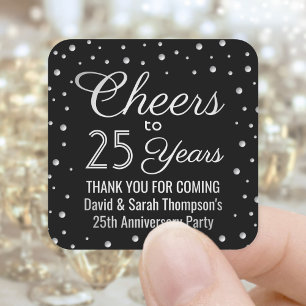ANY Jubileum Cheers Elegant Zwart-wit Vierkante Sticker