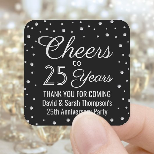 ANY Jubileum Cheers Elegant Zwart-wit Vierkante Sticker