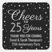 ANY Jubileum Cheers Elegant Zwart-wit Vierkante Sticker (Voorkant)