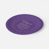 ANY Jubileum Cheers Paarse en gouden Confetti Papieren Bordje (Gekanteld)