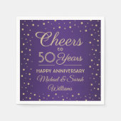 ANY Jubileum Cheers Paarse en gouden Confetti Servet (Voorkant)