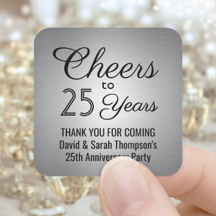 ANY Jubileum Cheers Zwart en Zilver Faux Folie Vierkante Sticker