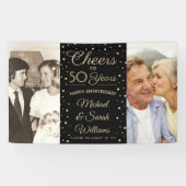 ANY Jubileum Proost 2 Foto Zwart en Goud Spandoek (Horizontaal)