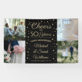 ANY Jubileum Proost 4 Foto Zwart en Goud Spandoek (Horizontaal)