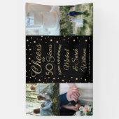 ANY Jubileum Proost 4 Foto Zwart en Goud Spandoek (Verticaal)