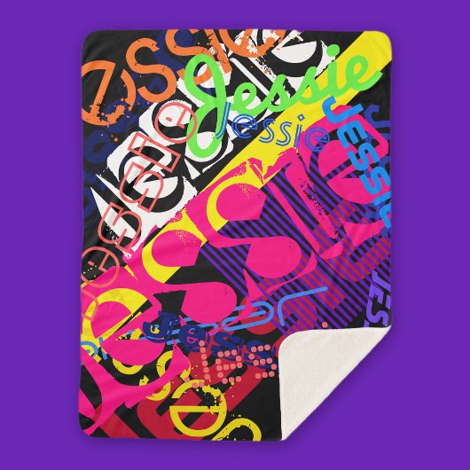Any Name Customizable Creative Super Colorful Sherpa Deken