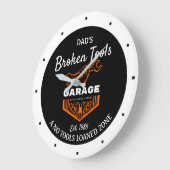 Any Name Funny Broken Tools Garage Date Black Grote Klok (Hoek)
