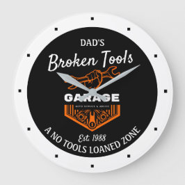 Any Name Funny Broken Tools Garage Date Black Grote Klok