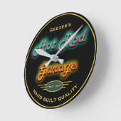 Any Name Neon Look Hot Rod Garage Any Date Ronde Klok (Hoek)