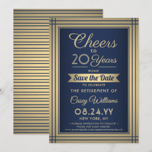 ANY Number Retirement Party Cheers Navy Blue Gold Save The Date