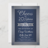 ANY Number Retirement Party juicht Navy Blue Save The Date (Voorkant)