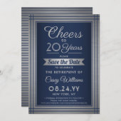 ANY Number Retirement Party juicht Navy Blue Save The Date (Voorkant / Achterkant)