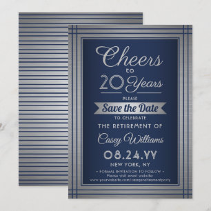 ANY Number Retirement Party juicht Navy Blue Save The Date
