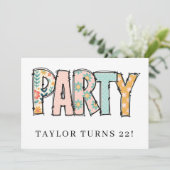 * Any PARTY DIY Invite Doodle  Event Birthday Kaart (Staand voorkant)