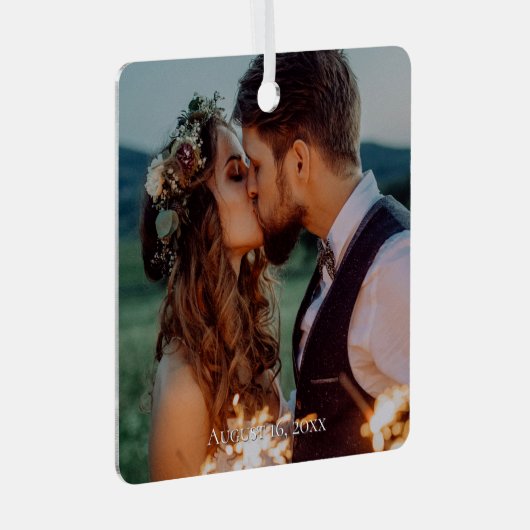 Any Personalized Dated Photo Metalen Ornament (Voorkant Rechts)