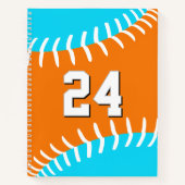 ANY team colors baseball softball w jersey number Notitieboek (Voorkant)