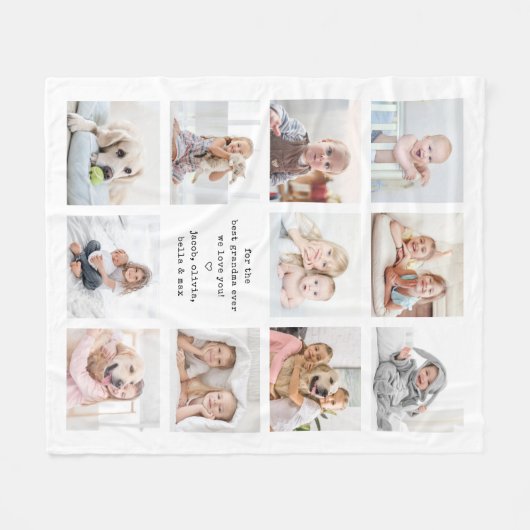 Any Text 11 Photo Collage Simple Modern Keepsake Fleece Deken (Voorkant (Horizontaal))