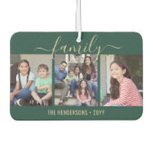 Any Text 4 Photo Script Familie Groen en Goud Luchtverfrisser (Voorkant)