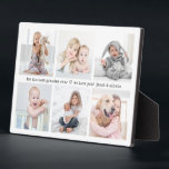 Any Text 6 Photo Collage Modern Minimal Keepsake Fotoplaat<br><div class="desc">Give the gift of special memories with a simply elegant photo plaque printed with a collage of 6 favorite pictures. The template is set up as a "best grandma ever" gift, but is simple to personalize for any occasion. Change wording to a favorite quote or add details of a special...</div>