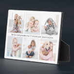 Any Text 6 Photo Collage Modern Minimal Keepsake Fotoplaat<br><div class="desc">Give the gift of special memories with a simply elegant photo plaque printed with a collage of 6 favorite pictures. The template is set up as a "best grandma ever" gift, but is simple to personalize for any occasion. Change wording to a favorite quote or add details of a special...</div>