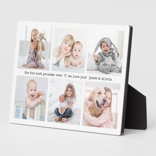 Any Text 6 Photo Collage Modern Minimal Keepsake Fotoplaat (Zijkant)