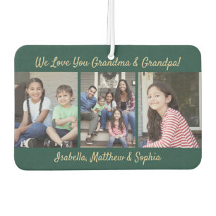 Any Text Family 4 Fotocollage Groen en Goud Luchtverfrisser