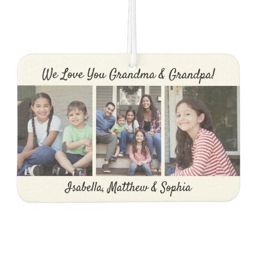 Any Text Family 4 Fotocollage Zwart-wit Luchtverfrisser (Voorkant)