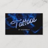 *ANY TEXT* Modern Blauw Neon & Rook Tattoo Visitekaartje (Voorkant)