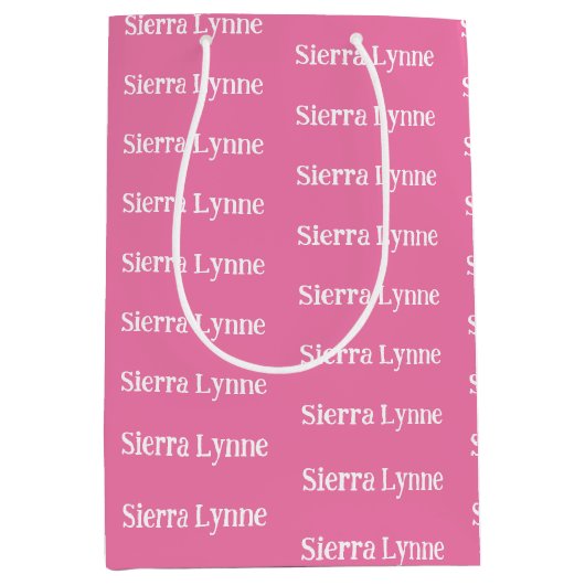 Any Text Name or Surname Personalized Pink Medium Cadeauzakje (Voorkant)