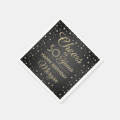 ANY Verjaardag Proost Elegant Zwart en Goud Glitte Servet (Hoek)