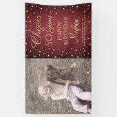 ANY Verjaardag Proost Geborsteld Bourgondië Goud 1 Spandoek (Verticaal)