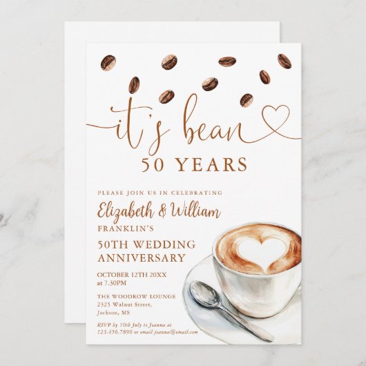 Any Wedding Anniversary Year Coffee Themed Kaart (Voorkant / Achterkant)