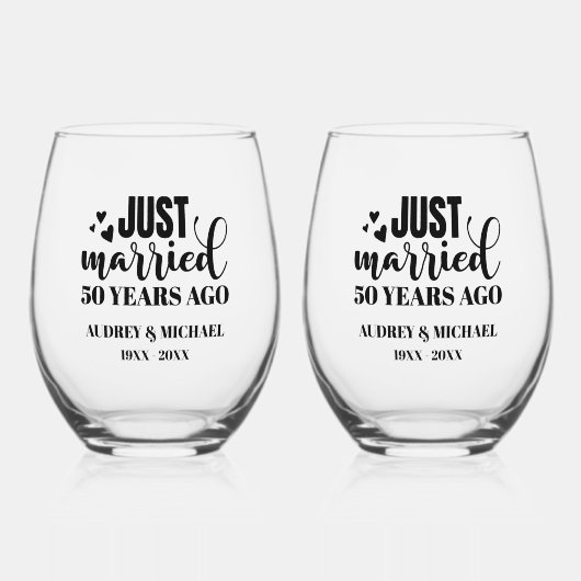 Any Year Anniversary Personalized Wijnglas Zonder Voet (Voorkant)