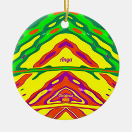 ANYA ~ 3D KERSTMIS Rood Groen Geel 2024 Keramisch Ornament