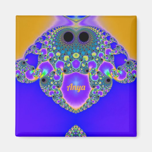 ANYA ~ Abstract patroon ~ Blue Paars Yellow ~ Magneet (Voorkant)