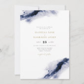 ANYA Bohemian Navy Blauwe Waterverf bruiloft Kaart (Voorkant)