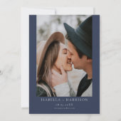 ANYA Bohemian Navy Blauwe Waterverf bruiloft Kaart (Achterkant)