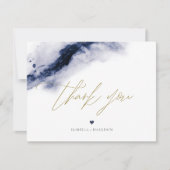 ANYA Boho Navy Blauwe Waterverf Dank u kaart (Voorkant)