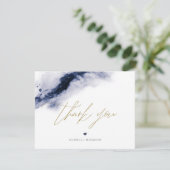 ANYA Boho Navy Blauwe Waterverf Dank u kaart (Staand voorkant)