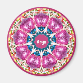 ANYA ~ Gepersonaliseerd roze 3D-patroon fractaal ~ Magneet