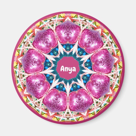 ANYA ~ Gepersonaliseerd roze 3D-patroon fractaal ~ Magneet (Voorkant)
