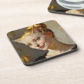 “Anya, Meticulously Content” – A Feminine Feline  Bier Onderzetter (Linkerzijde)