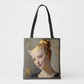 “Anya, Meticulously Content” – A Feminine Feline  Tote Bag (Voorkant)