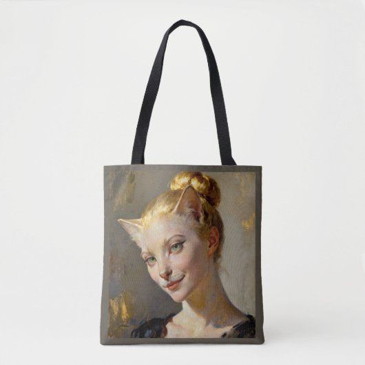 “Anya, Meticulously Content” – A Feminine Feline  Tote Bag (Voorkant)