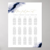 ANYA | Navy Blue Waterverf Gold Seating Chart Poster (Voorkant)